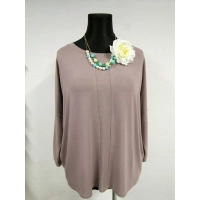 Tunika Bella luźna oversize ze srebrnymi wstawkami - beige